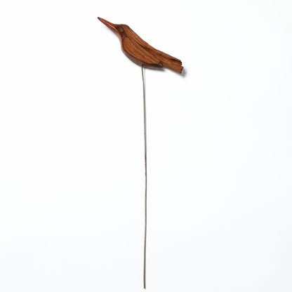 Hand-Carved Driftwood Pretty Bird Garden Stake