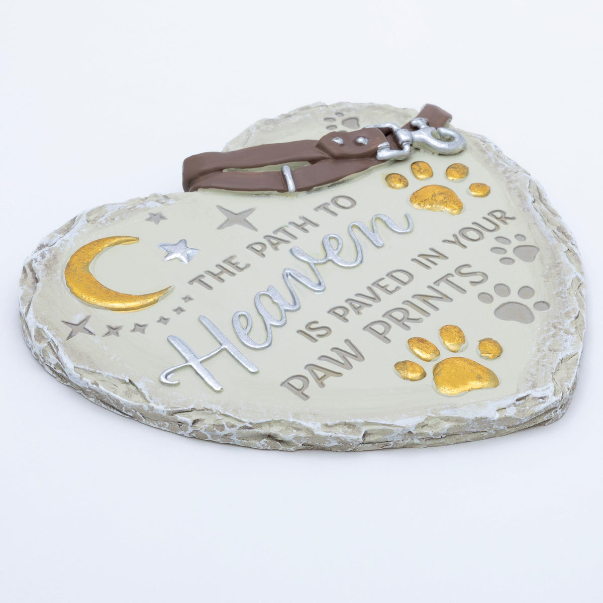 Paw Print Heart Memorial Pet Remembrance Garden Plaque Stone