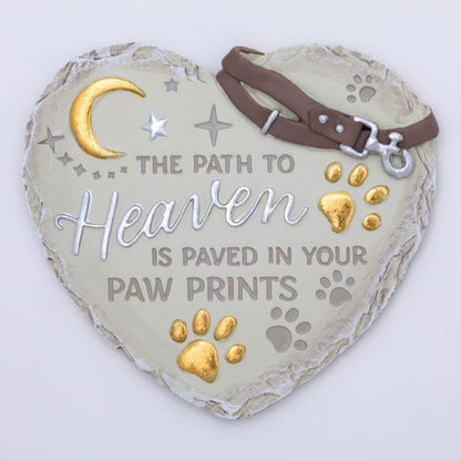 Paw Print Heart Memorial Pet Remembrance Garden Plaque Stone