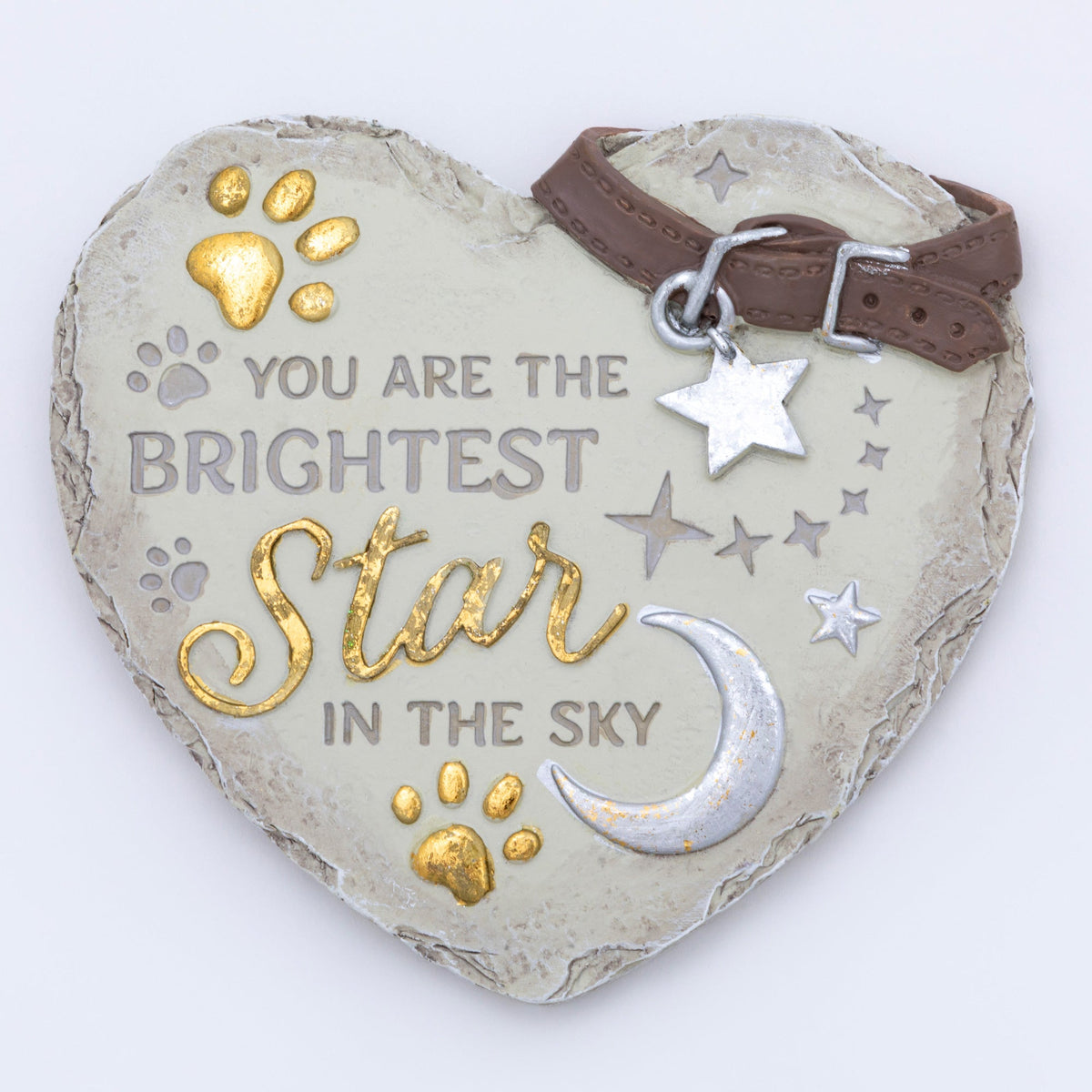 Paw Print Heart Memorial Pet Remembrance Garden Plaque Stone