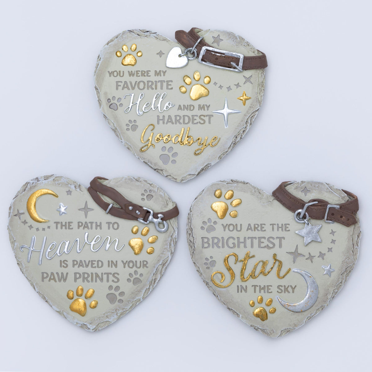 Paw Print Heart Memorial Pet Remembrance Garden Plaque Stone